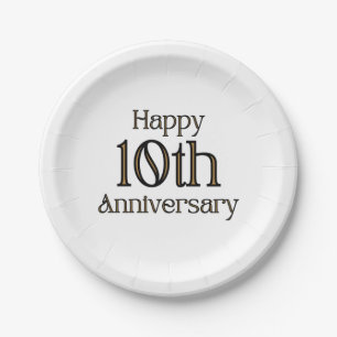 Assiettes En Carton Plaques papier du 10e anniversaire
