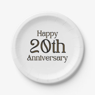 Assiettes En Carton Plaques papier du 20e anniversaire