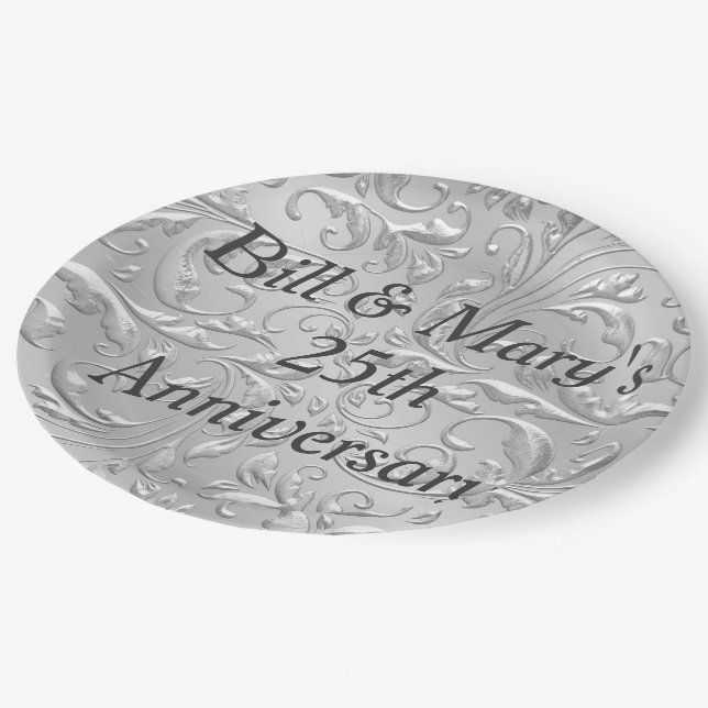 Assiettes En Carton Plaques papier du 25e anniversaire du Mariage en a (Angle)