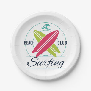 Assiettes En Carton Plaques papier du Beach Club Surfing