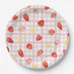 Assiettes En Carton Plaques papier En vichy fraise
