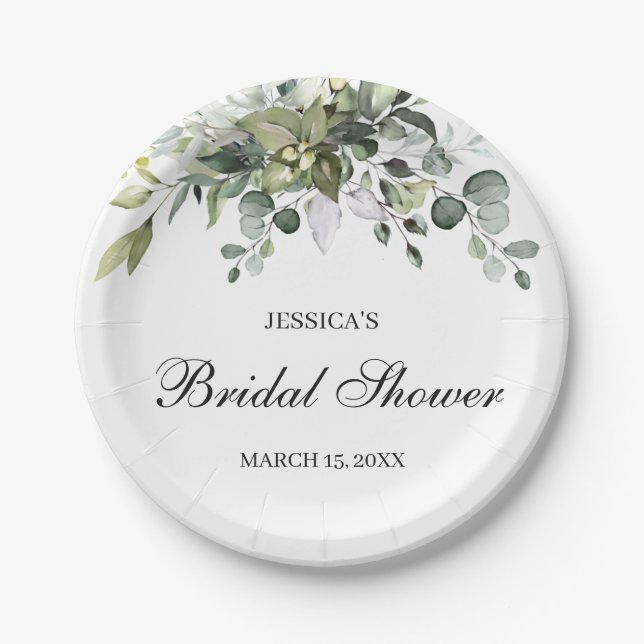 Assiettes En Carton Plaques papier Fête des mariées Eucalyptus Waterco (Devant)