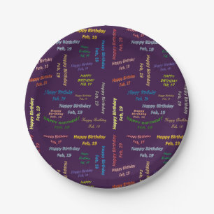 Assiettes En Carton Plaques papier Février, 19 Anniversaire
