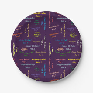 Assiettes En Carton Plaques papier Février, 3 Anniversaire