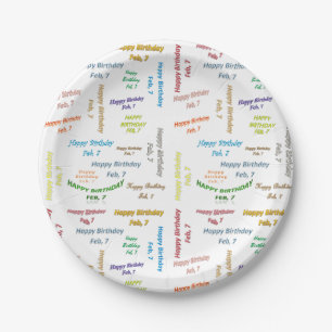 Assiettes En Carton Plaques papier Février, 7 Anniversaire