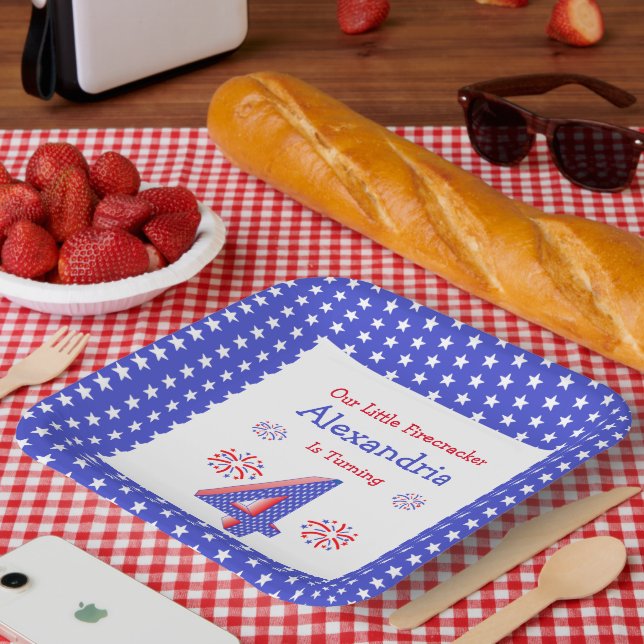 Assiettes En Carton Plaques papier Firecracker 4e anniversaire (Pique-nique)