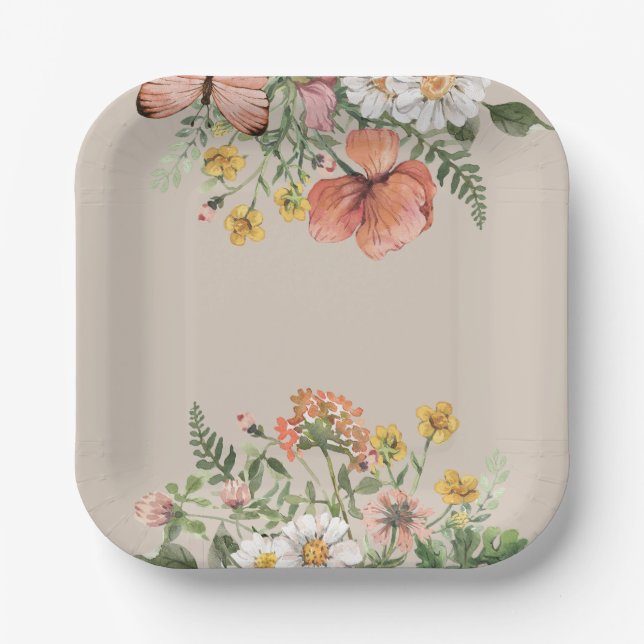 Assiettes En Carton Plaques papier fleur sauvage (Recto)