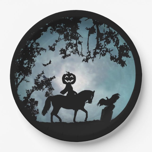 Assiettes En Carton Plaques papier Halloween Halloween Horseman sans t (Devant)