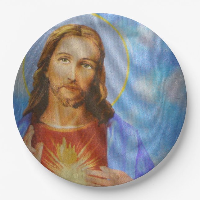 Assiettes En Carton Plaques papier Jésus (Devant)