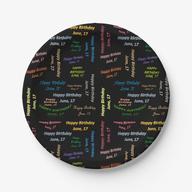 Assiettes En Carton Plaques papier Juin, 17 Anniversaire (Devant)