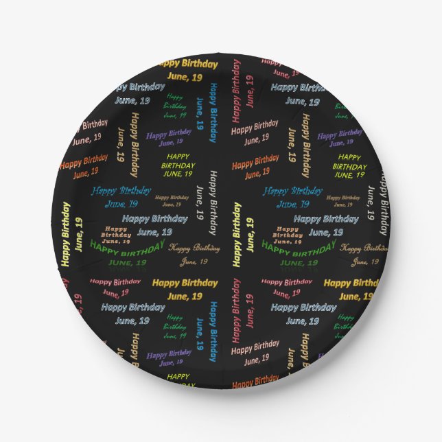 Assiettes En Carton Plaques papier Juin, 19 Anniversaire (Devant)