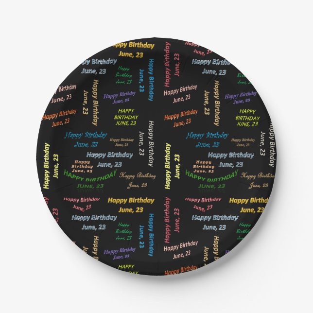 Assiettes En Carton Plaques papier Juin, 23 Anniversaire (Devant)