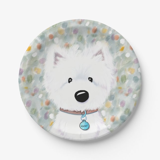 Assiettes En Carton Plaques papier KiniArt Westie Impressions (Devant)