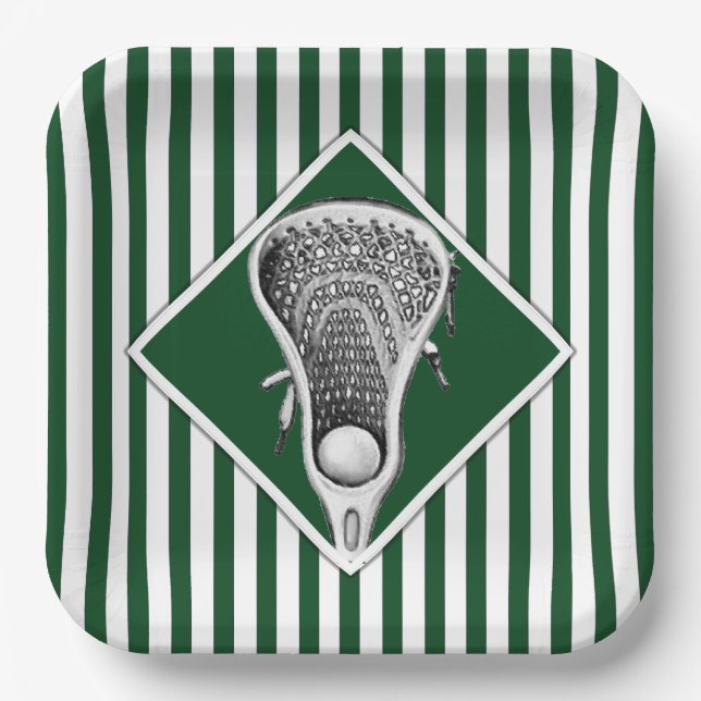 Assiettes En Carton Plaques papier Lacrosse Green Team Party (Recto)