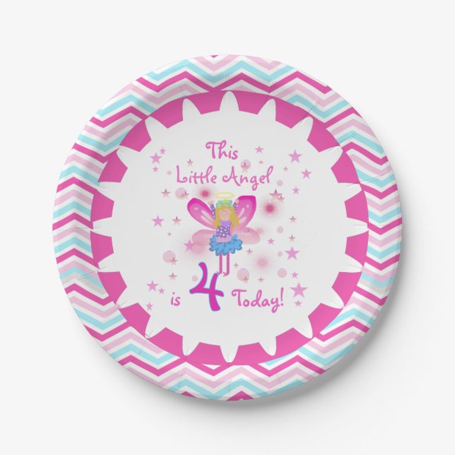 Assiettes En Carton Plaques papier Little Angel 4th Birth (Devant)