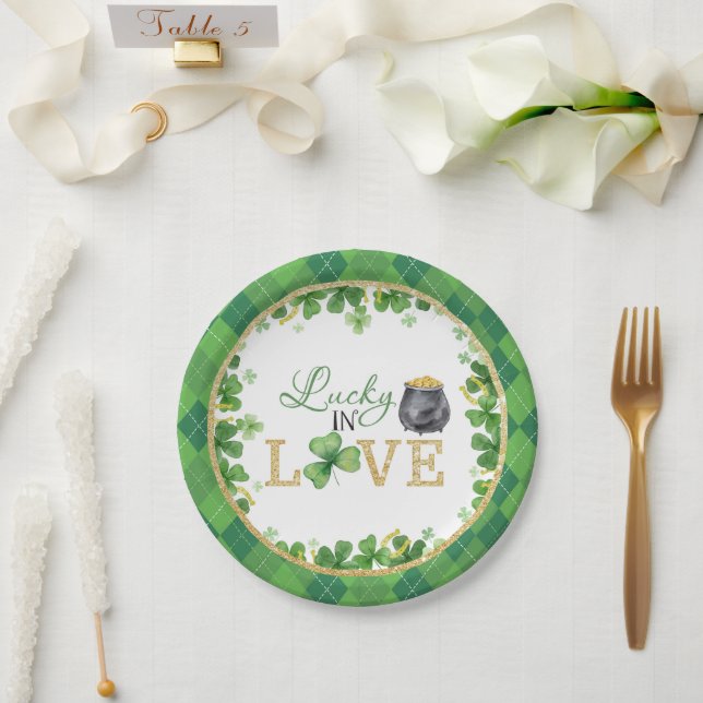 Assiettes En Carton Plaques papier Lucky in Love (Mariage)