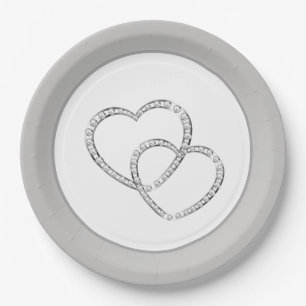Assiettes En Carton Plaques papier mariage 9" - Deux coeurs