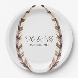 Assiettes En Carton Plaques papier Mariage frontalier en plumes