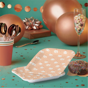 Assiettes En Carton Plaques papier Motif Citrouille Abstraites