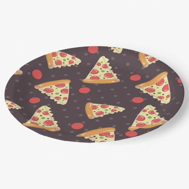 Assiettes En Carton Plaques papier motif de la Pizza Party (Angle)