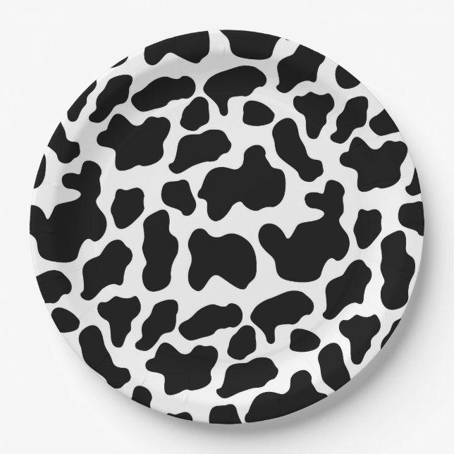 Assiettes En Carton Plaques papier - Motif de vache (Devant)