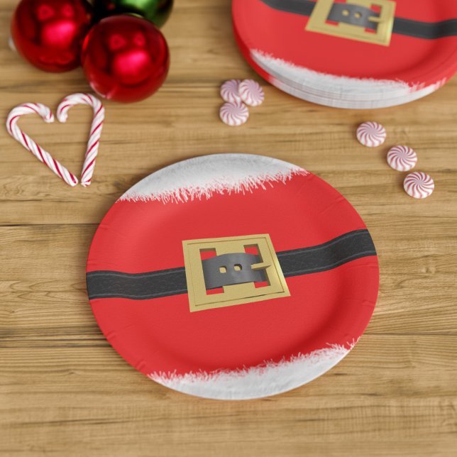 Assiettes En Carton Plaques papier Noël Red Père Noël Party (A fun and festive red paper plate inspired by the guy in the red suit. Great for holiday parties!)