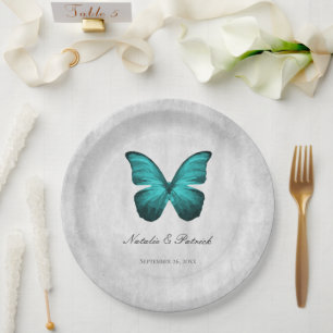 Assiettes En Carton Plaques papier Papier Mariage Papillon turquoise