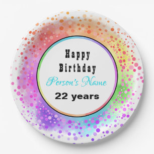 Assiettes En Carton Plaques papier pastel joyeuses d'anniversaire - HA