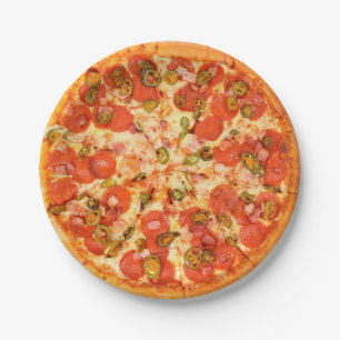Assiettes En Carton Plaques papier Pepperoni et fromage Pizza Party