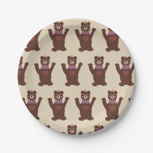 Assiettes En Carton Plaques papier personnalisées Baby Party 7 en ours