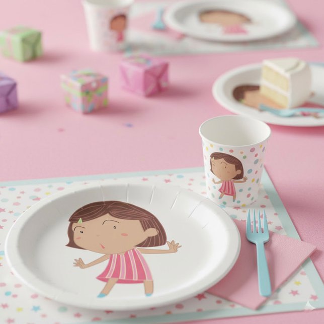 Assiettes En Carton Plaques Papier Petite Fille mignonnes (Créateur téléchargé)