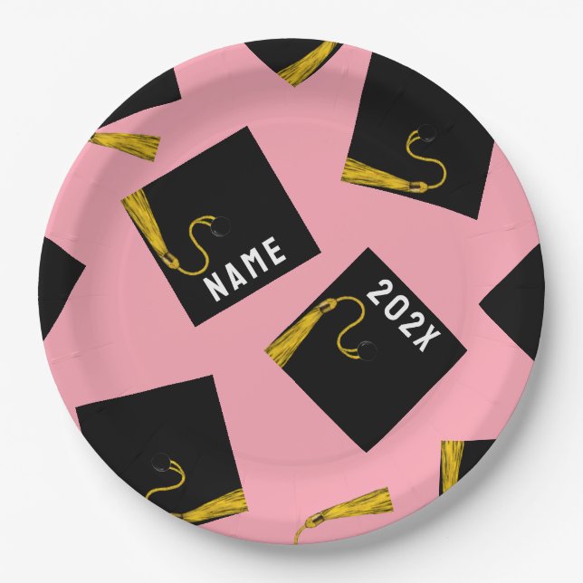 Assiettes En Carton Plaques Papier Pink Graduation Party (Devant)