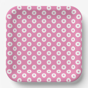 Assiettes En Carton Plaques papier Polka-Dots simples rose et blanc