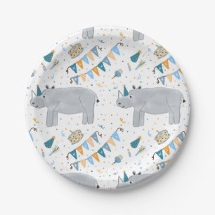 Assiettes En Carton Plaques papier Rhino Birthday Party 7"