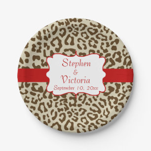 Assiettes En Carton Plaques papier rouge et tan Empreinte de léopard p
