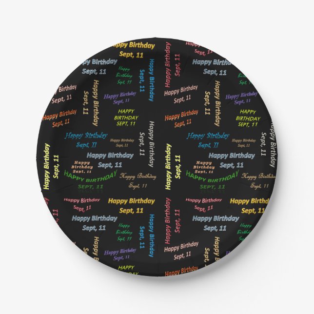 Assiettes En Carton Plaques papier Septembre, 11 Anniversaire (Devant)