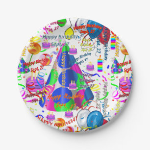 Assiettes En Carton Plaques papier Septembre, 27 Anniversaire Sept,