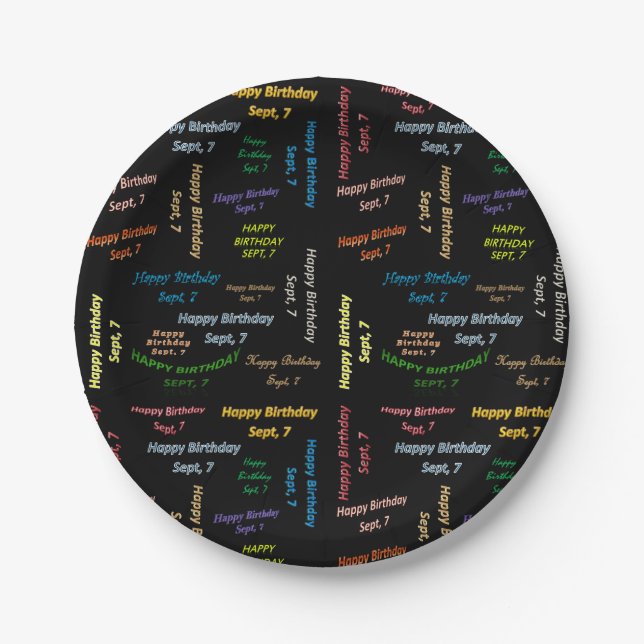 Assiettes En Carton Plaques papier Septembre, 7 Anniversaire (Devant)