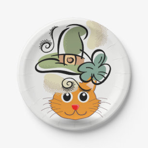 Assiettes En Carton Plaques papier St. Patrick's Day Cat