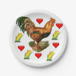 Assiettes En Carton Plaques papier Valentine's Day Rooster Vintage