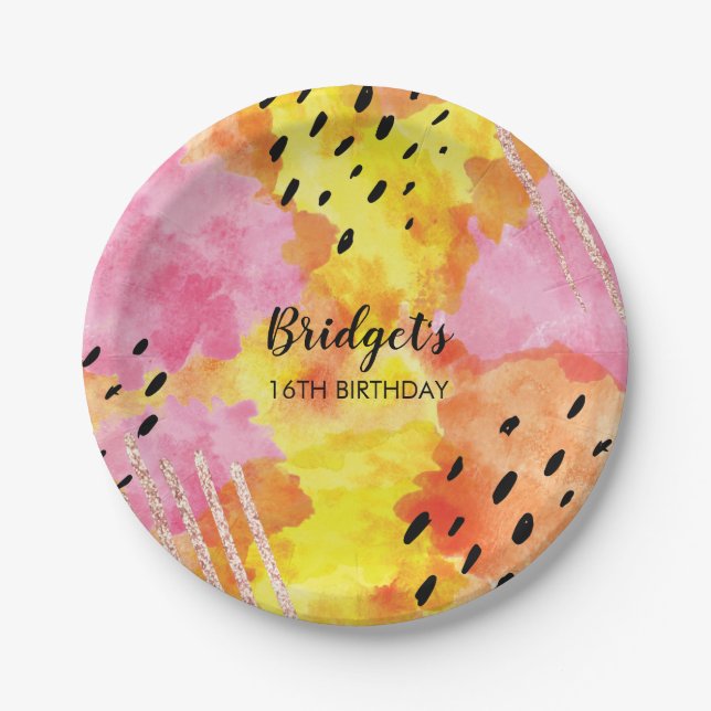 Assiettes En Carton Plaques personnalisées à bande bleue (Devant)