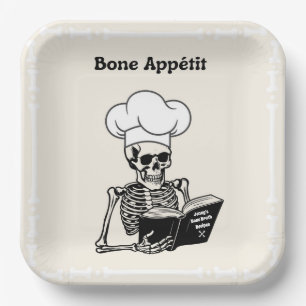 Assiettes En Carton Plaques personnalisées, Bone Appétit Skeleton Chef