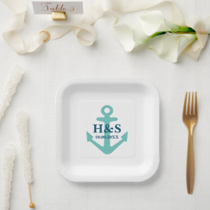 Assiettes En Carton Plaques personnalisées pour mariage sur plage naut