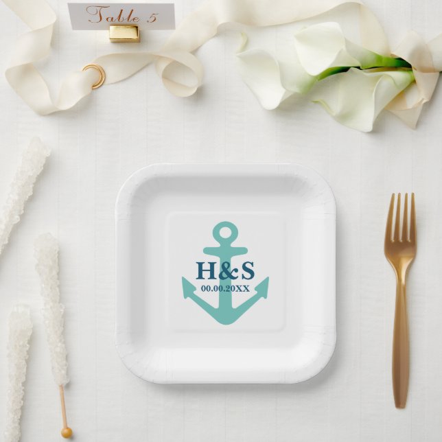 Assiettes En Carton Plaques personnalisées pour mariage sur plage naut (Mariage)