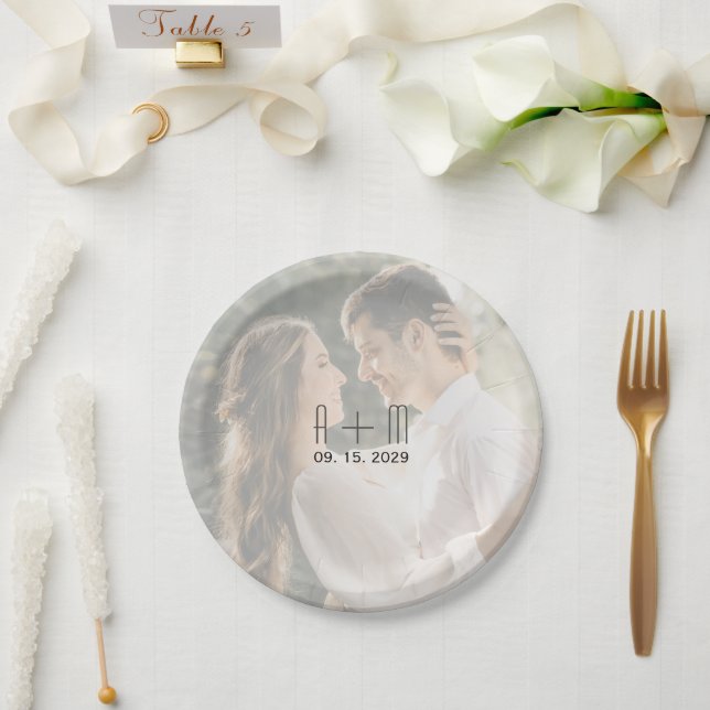 Assiettes En Carton Plaques photo Mariages monogrammes (Mariage)