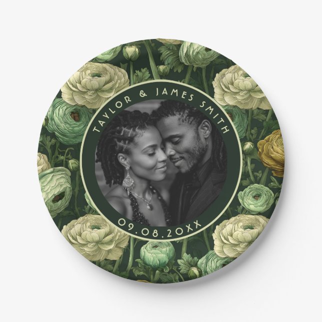 Assiettes En Carton Plaques Ranunculus Cute Pour La Réception (Devant)