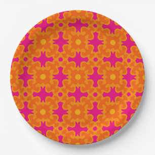 Assiettes En Carton plaques rétro les années 70 60s motif style papier