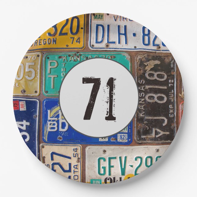 Assiettes En Carton Plaques rouillées 71e anniversaire (Devant)