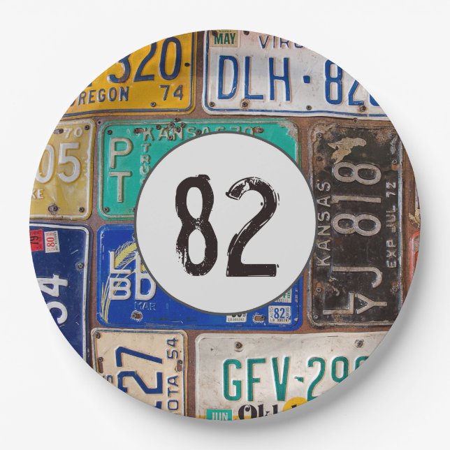 Assiettes En Carton Plaques rouillées 82e anniversaire (Devant)