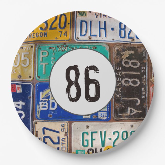 Assiettes En Carton Plaques rouillées 86e anniversaire (Devant)